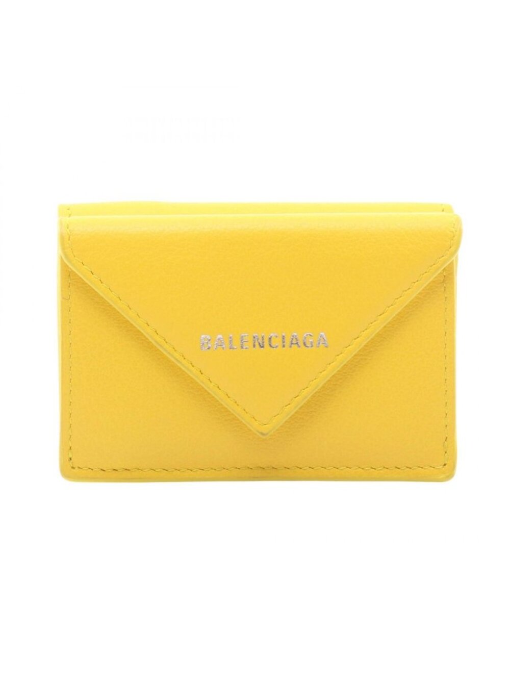 Balenciaga Trifold Wallet Paper Mini Yellow Leather Mini - Picture 1 of 8
